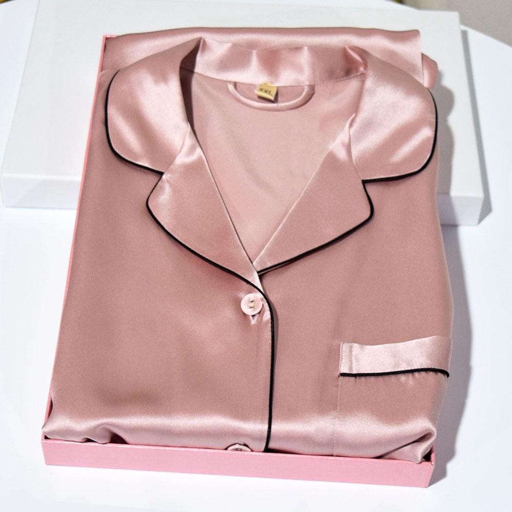 Women's 100% Mulberry Silk Pajama Set - 19 Momme, Long Sleeve, Long Pants, Plus Size, Autumn/Summer.