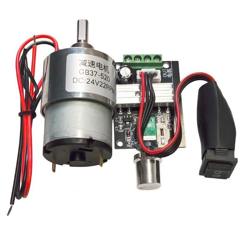 GB37-520 Hochdrehmomentmotor mit Regler DC 12V 24V Einstellbare Geschwindigkeit Vorwärts CW/CCW Smart Home Roboter Metall Elektromotor