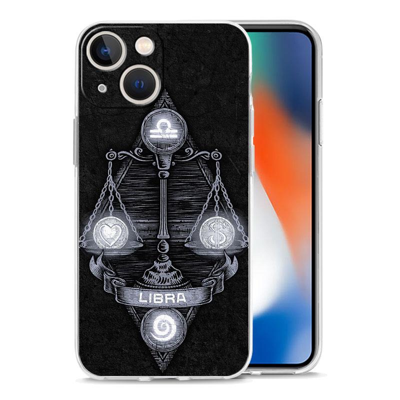 Aries Leo Libra Pisces Virgo Phone Case For iPhone 11 Cases iPhone 15 12 13 14 16 Pro Max X XR XS 14 15 Plus 16Pro Clear Cover