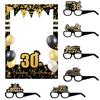 Fun Birthday Party Photo Frame and Glasses Set Birthday Photography Prop for Women Men Holiday Birthday Party Decoration