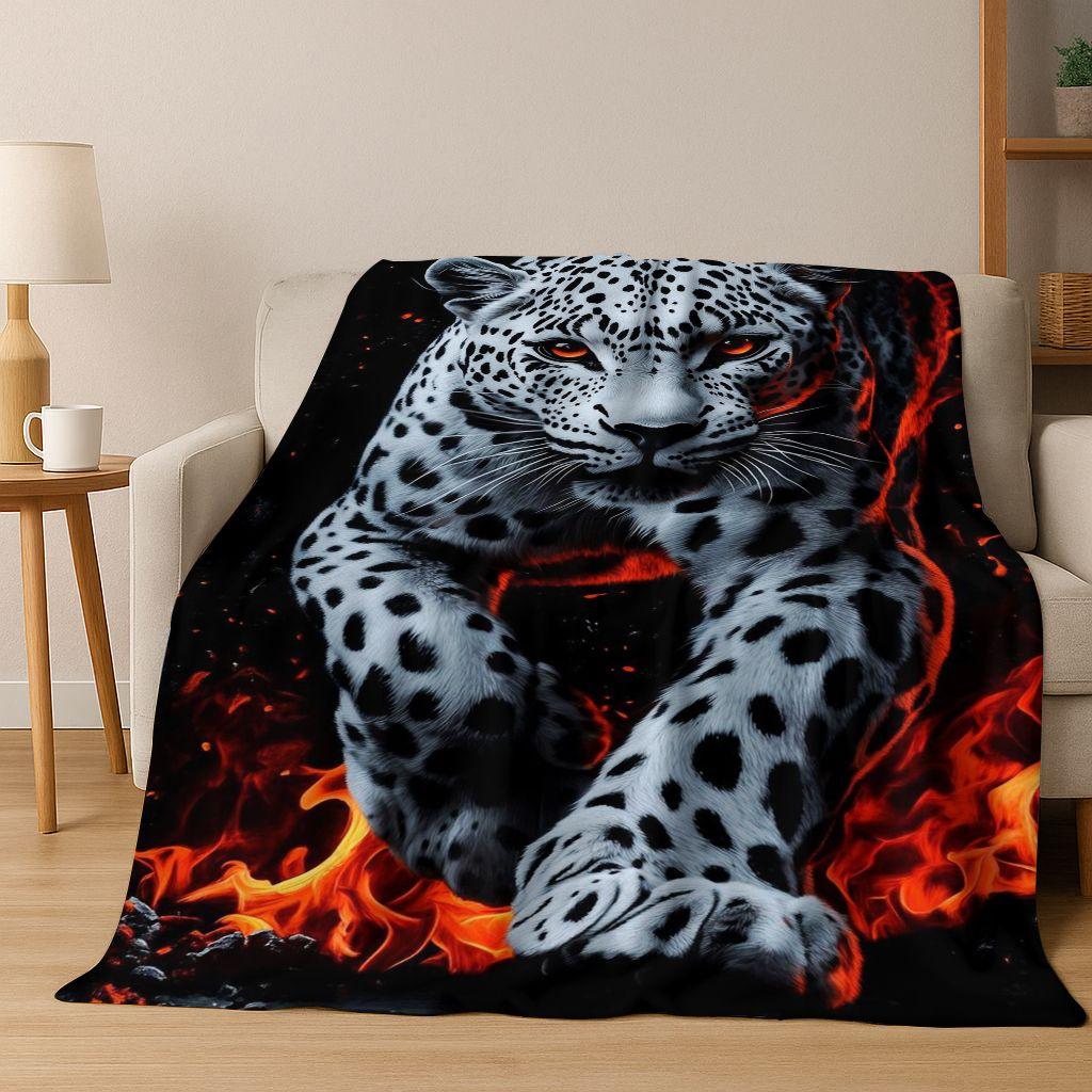 26 Style Wild Animal Leopard Cheetah Beast Cartoon Flannel Blanket,Cozy Soft Throw Blanket for Home Bedroom Bed Sofa Cover Kids