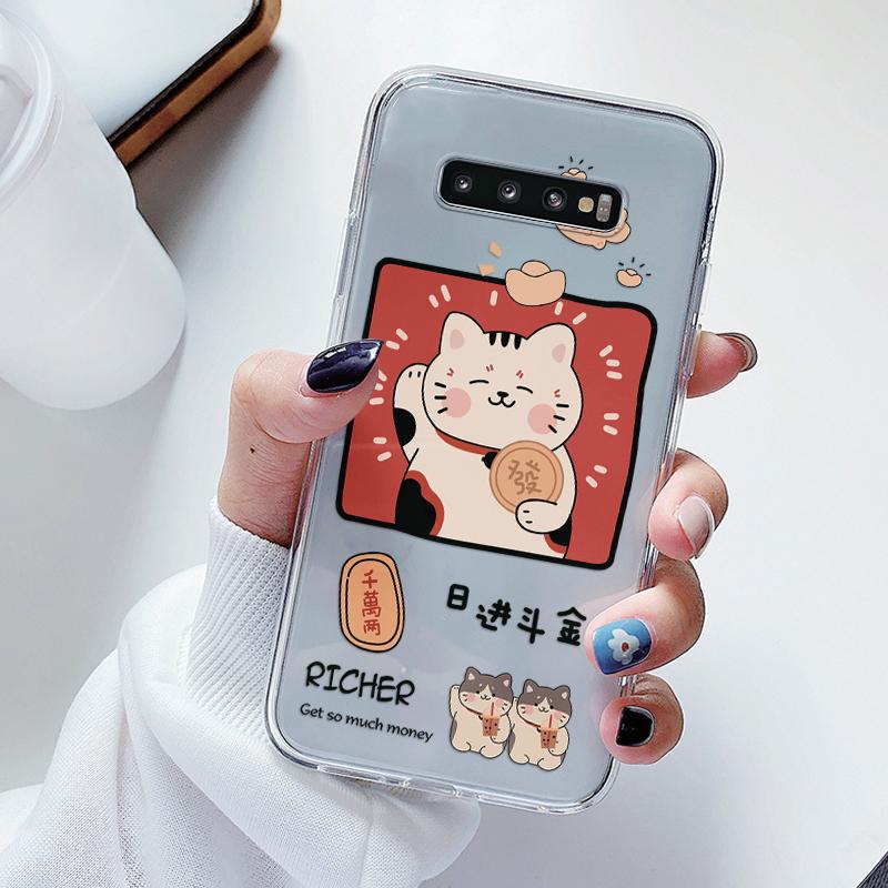 For Samsung Galaxy S10 S10E S 10 Plus Phone Case Cartoon Back Cover Transparent Soft Silicone Flower Funda For Samsung S10+ Cute