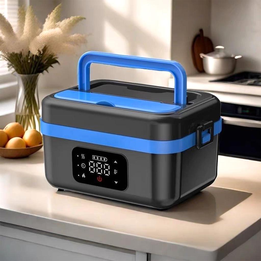 Cordless Electric Lunch Box,8000mAh Self-heating Food Warmer with Power Bank & Smart Timer, 60W Fast Heating Leak-proof Heated Lunch Box
