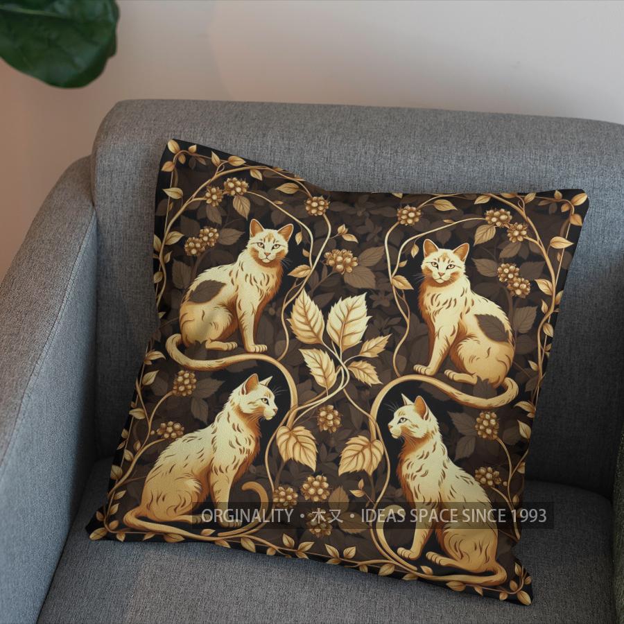 2D Tropical Cats Pattern Decorative Pillow Cover Pattern Cushion Cover Suitable For Sofa Bedroom Car Pillow Cover