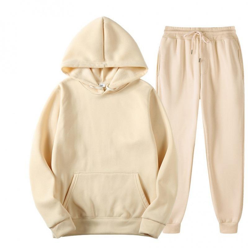 Men's Solid Color Suit Hooded Sweater Sports Two-piece Suit Sports Suit Men's Clothing
