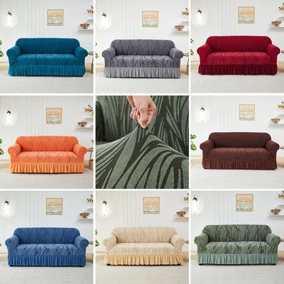 Furniture Protector Stretch Sofa Cover Thickened Slip Proof Jacquard Skirt Design All Season