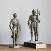 Armored Soldier Simulated Human Figure Sculpture Iron Armored Knight Decorative Figurines Home Decoration Accessories