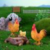 Mini-Bauernhoftier-Ornamente 3 Stück Cartoon-Hahn Henne Küken Figuren Garten-Miniaturen für Kinder Geburtstagsgeschenke Dekoration