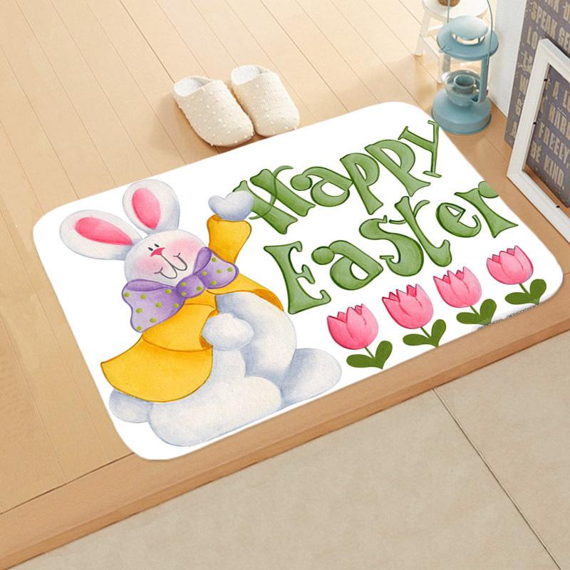 Easter Egg Rabbit Floor Mat Welcome Rugs Bedroom Living Room Entrance Carpet Kitchen Front Door Mat Machine Washable Soft Mats