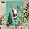 Tin Sign Santa Claus Flying Over Christmas Gifts In Snowflakes Vintage Holiday Metal Wall Decor  Festive Xmas Party Home Bar Ga