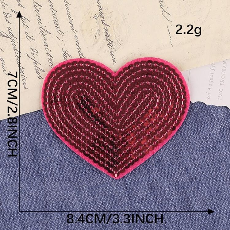 10 Pcs Embroidered Patches Heart Shape Iron on Patches Sewing on Applique Sequins Patches for Hat