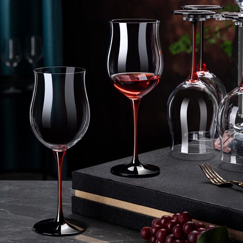 OLOEY Red Rose Wine Glass Set with Rotating Rack