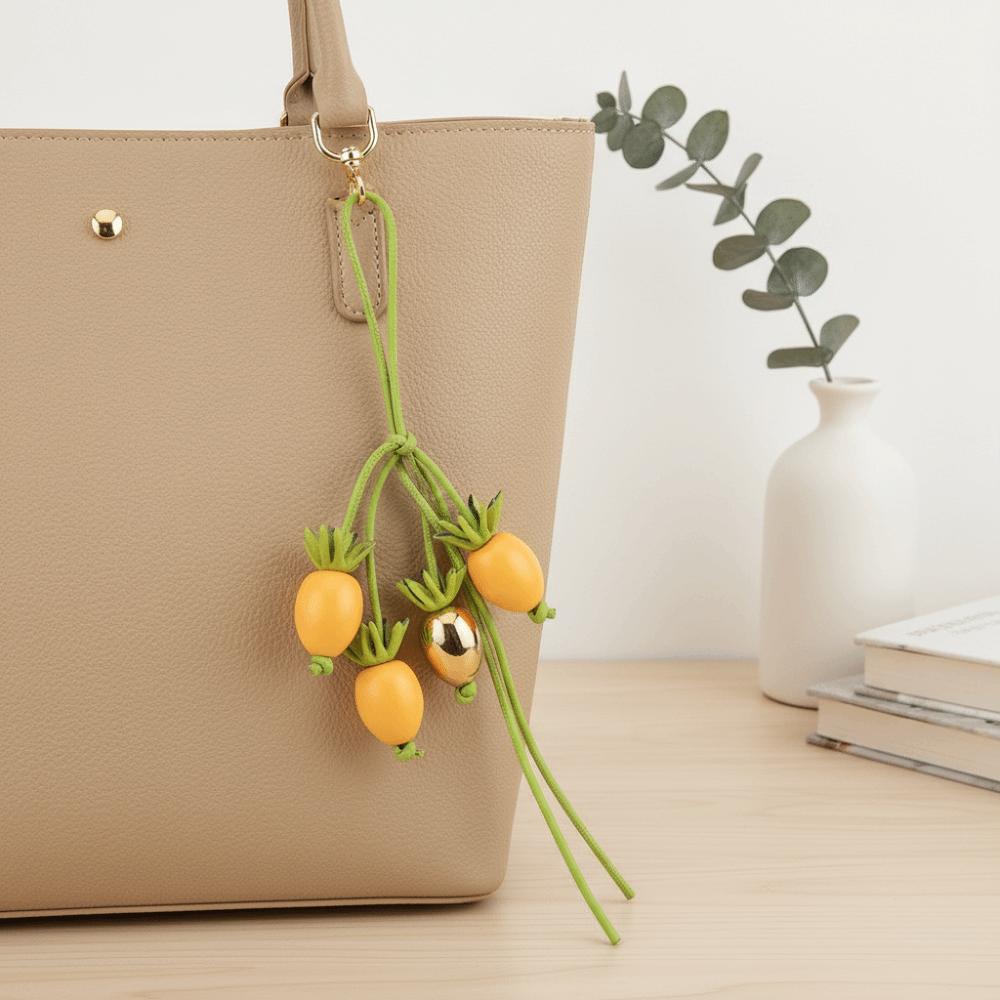 Exquisite Leather Persimmons Bag Charm Elegant Fruit Shape Fashionable Bag Pendant Cute All-Match Hanging Decoration Keychain