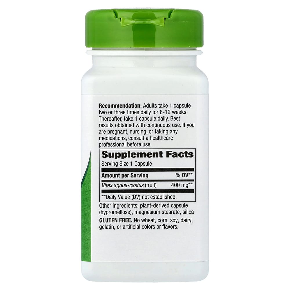 Nature's Way Vitex Fruit 400mg Vegetarian Capsules, 100 Count