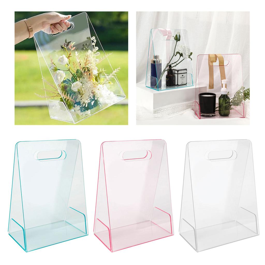 Reusable Waterproof Gift Bag Clear Flower Bouquet Bags Rose Package for Shopping and Gatherings Carry Your Presents