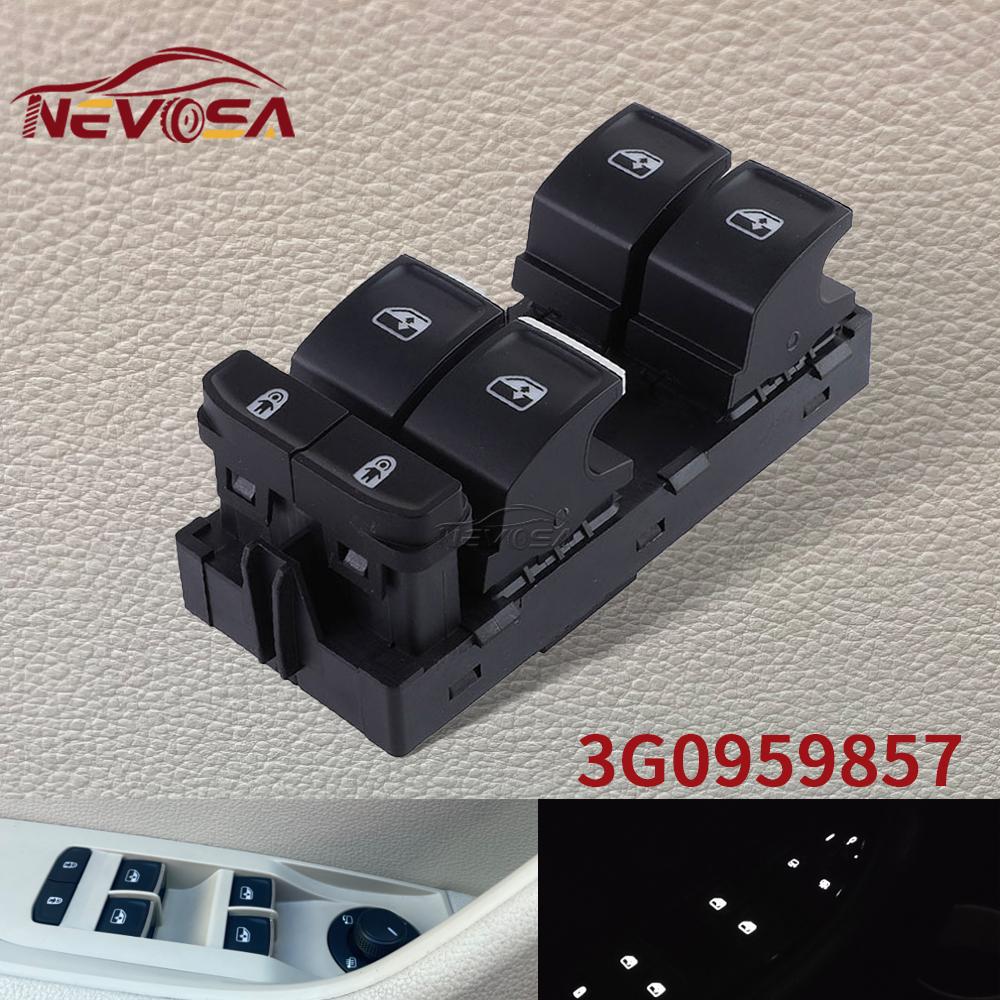 LHD Power Window Switch Glass Button For Skoda Supreb 2015-   VW Touran 5T1 Touareg 3G0959857C 3G0959857B 3G0959857 With Chrome