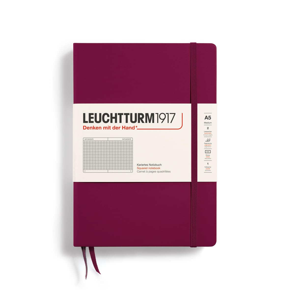 

Leuchtturm A5 Grid Port Officially Imported Notebook, Red, 359694,