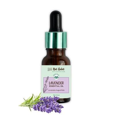 Nat Habit 100% čistý levandulový esenciální olej s levandulí angustifolia na vlasy a pokožku, parou destilovaný, difuzérový olej - 15 ml