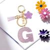 Flash Powder 26 English letters, diy, Resin keychain, purple flower, pendant, bag pendant, keychain, Christmas gift, Stocking stuffers