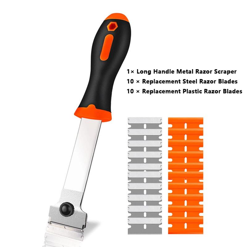Multi-Purpose Long Handle Scraper With Blades Adhesive Remover Cleaning Scraper for Removing Glue Decal Car Window Glass Scraper