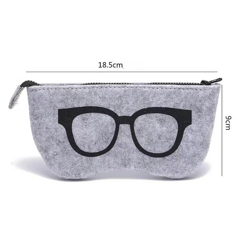 1pc Unisex Felt Glasses Bag Portable Glasses Storage Bag Travel Sunglasses Eyeglass Organizer Pencil Case Makeup Bag with Zipper