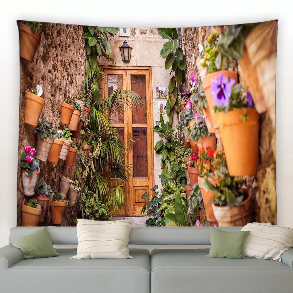 

Landscape Wall Hanging Tapestry Italy Rural Small Town Street Architecture Retro Style Background Decor Hippie Bedroom Blanket 74x94cm(29x37in)