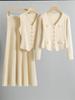 Damen 2025 Herbst/Sommer Strick-Cardigan-Weste und Midi-Rock Set