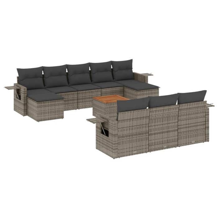 VidaXL Garden Lounge Set with Cushions 10 Pcs, Sofas with Adjustable Feet, Outdoor Furniture Set Patio Terrace, 3217864