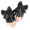 New Women's Bow Rivet Gloves Performance Half Finger Gloves Nightclub Dance Stage Dance Gloves