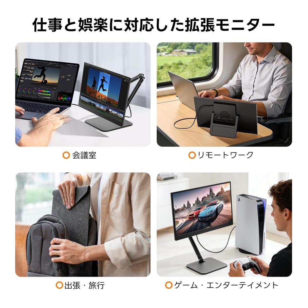 Omiodo Portable Monitor with Magnetic 1920x1080 FHD IPS and VESA Compatible with and and Compatible with and Protective Case 15.6-inch Stand, HDR,