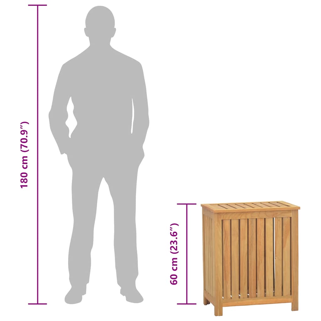Laundry Basket 50 x 35 x 60 cm Solid Teak Wood