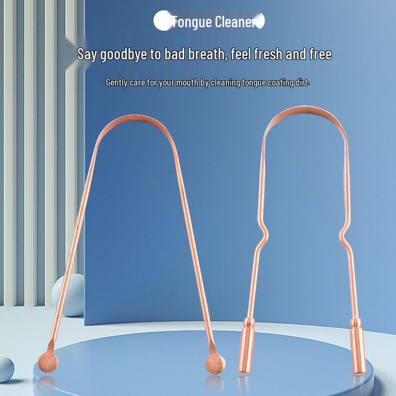 Pure Brass U-Shaped Tongue Scraper and Cleaner for Bad Breath and Thick Coating