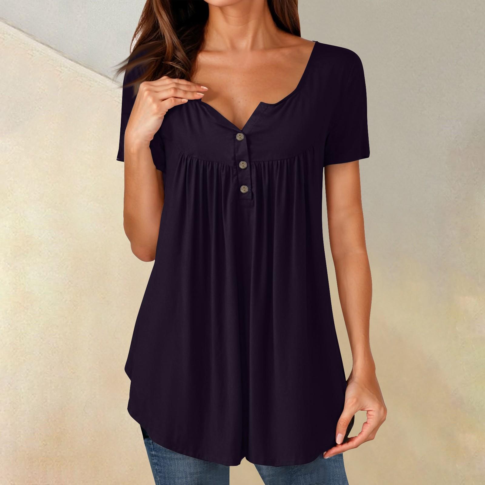 

Женские туники, топы, нарядные, повседневные, летние, рубашки с коротким рукавом, свободный крой, плиссированный топ в стиле бохо XXXXXL чёрный