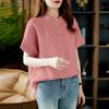 ZANZEA Womens Round Neck Solid Color Short Sleeve Cotton Blouse