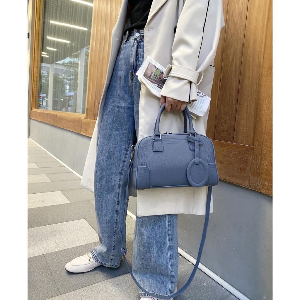 Cowhide Women's Bags, One-shoulder Crossbody Women's Bags, Fashionable Large-capacity Soft Leather Handheld Round Bags, Simple