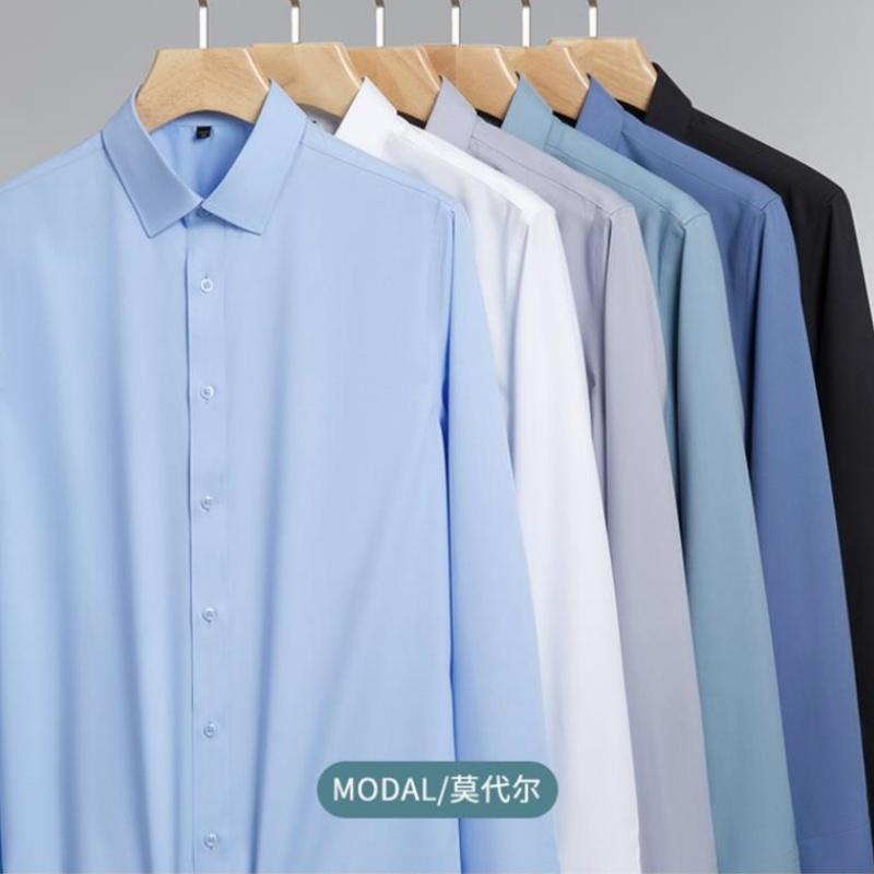 New Quality Anti-Wrinkle Men Shirt Long Sleeves Dress Shirts For Men Slim Fit Camisa Social Business White Office Shirt 4XL 5XL