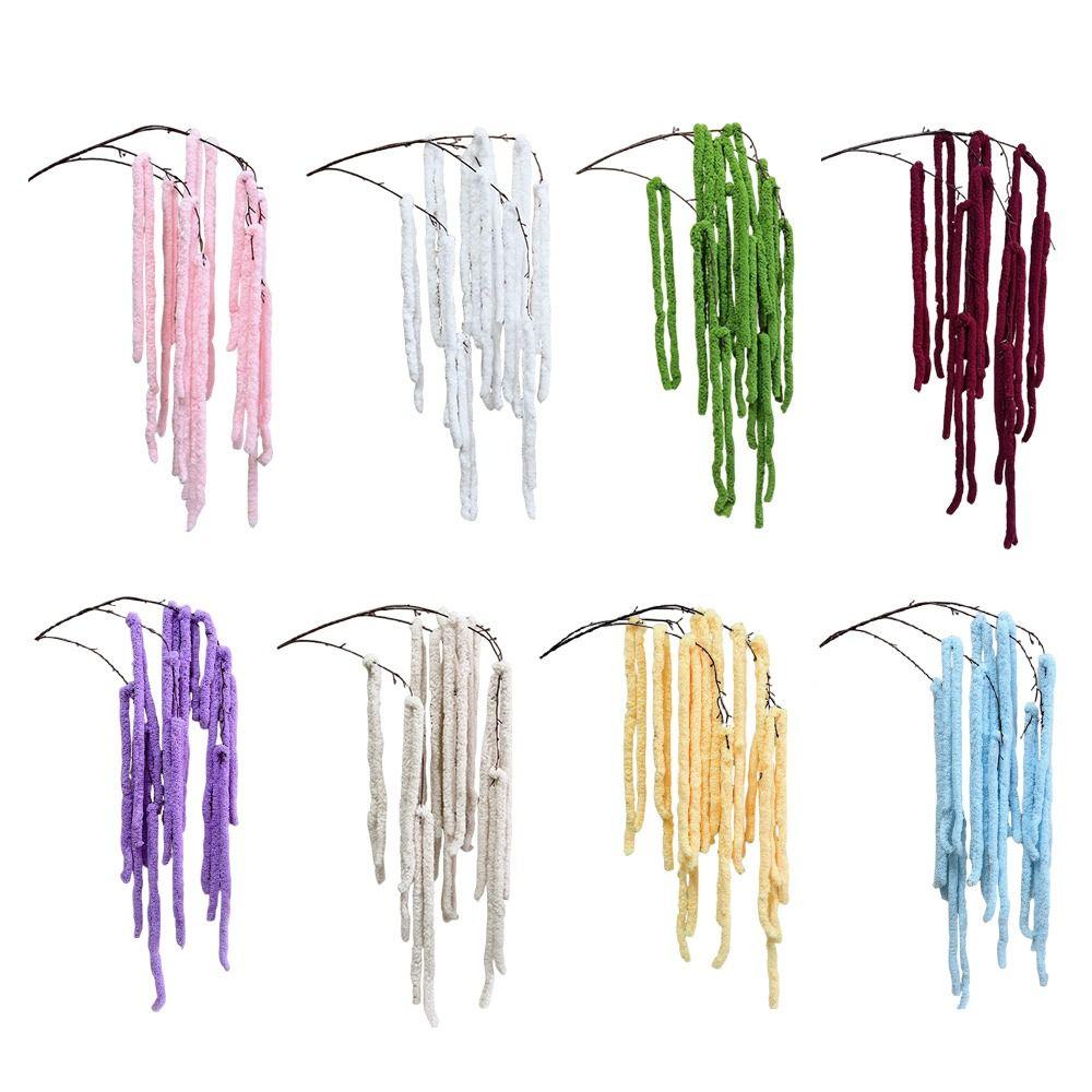 Coarse Wool Simulation Flower Multicolor Rhine Design Hanging Rice Flower Fox Tail Shape Yarn Material Artificial Hanging Plant