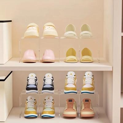 2/4er Pack Platzsparender Vertikaler Schuhregal-Organizer - Mehrschichtig, Einfach zu montieren, Kompakte Aufbewahrung für Zuhause Eingangsbereich Schrank