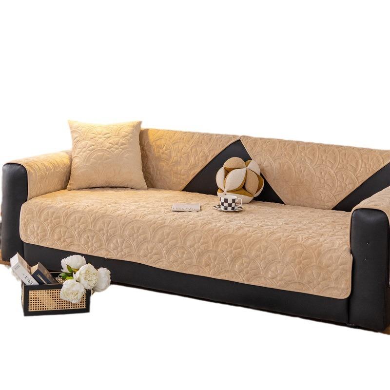 Simple Winter Sofa Cushion Winter Dutch Fleece Short Plush Seat Cushion Cushion Cover Towel Sofa Cover Non-Slip Thickened