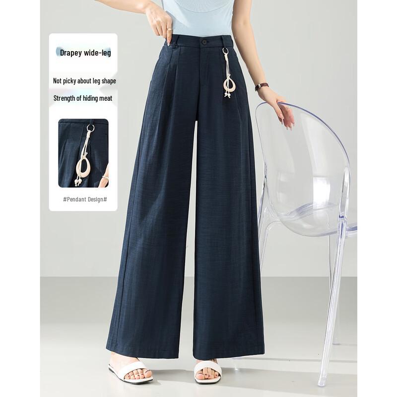 TERRE BLEUE Women s High-Waist Wide-Leg Casual Pants 28