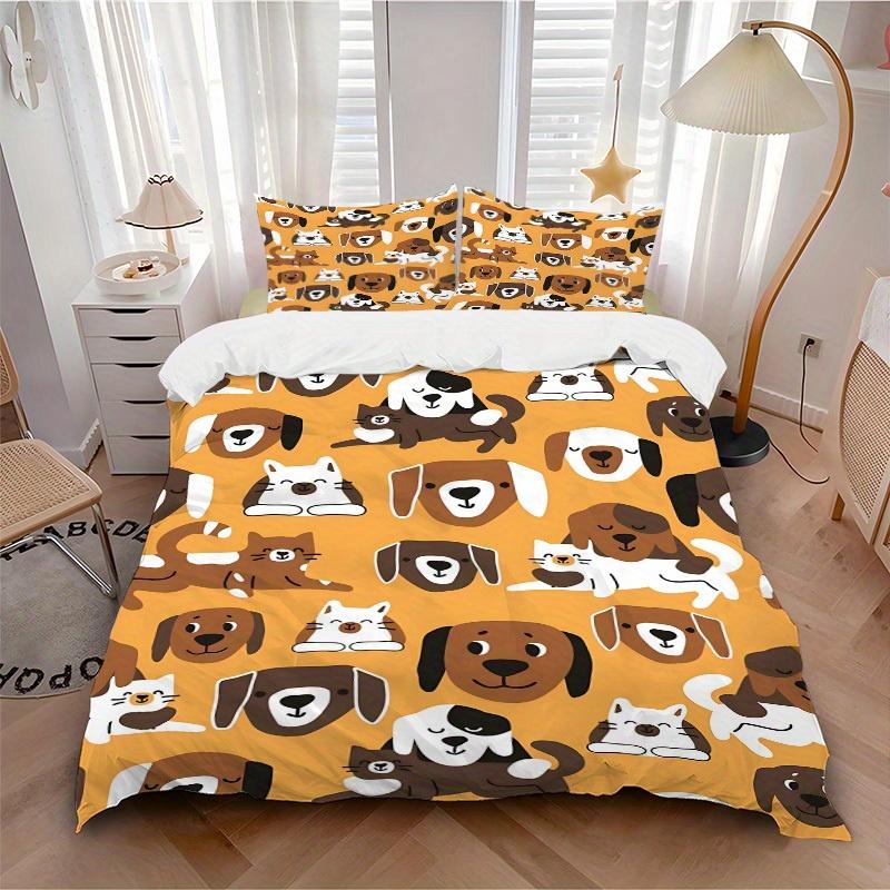 3pcs DogPrints Bedding Set, Breathable And Soft, Suitable for All Seasons Machine Washable, Suitable for Bedroom Decoration,yy250822150