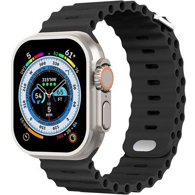 Silikonarmband für Apple Watch 1/2/3/4/5/6/7/8/9/10/11/SE Ultra 1/2/3 42/44/45/46/49mm, Schwarz