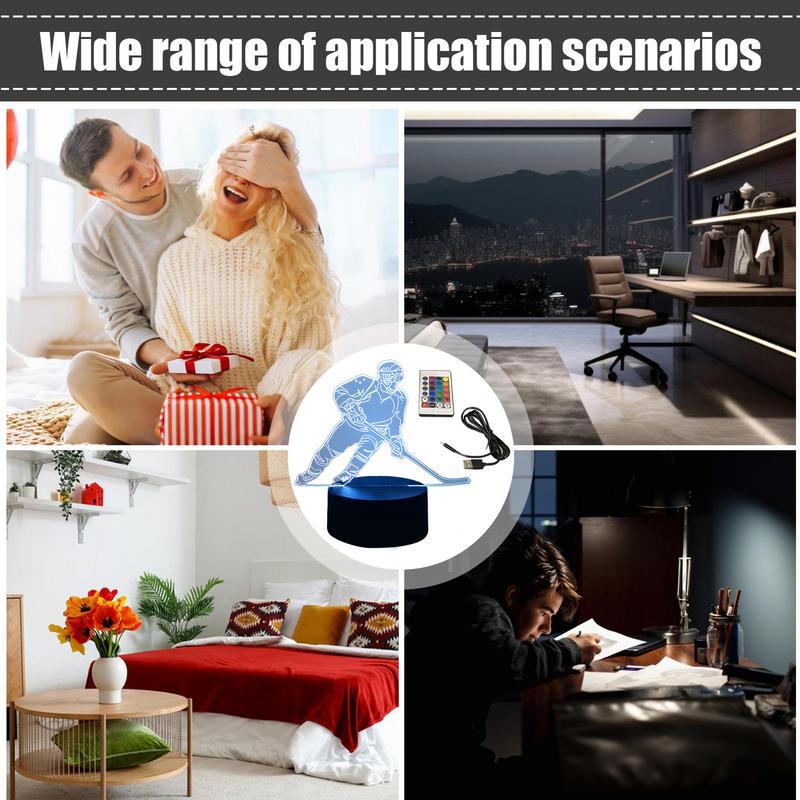 Acryl Eishockeyspieler Touch Control Tisch Nachttischlampe Kreative Nachttisch Leseleuchte Weiches Leuchtlicht für Haus Schlafzimmer Dekoration