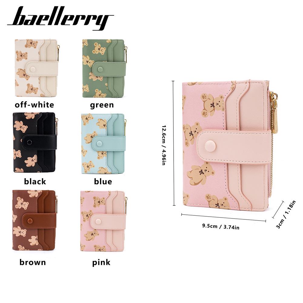 Women's Cross-Border Multi-Card Wallet - Short Buckle Print Coin Purse and Card Holder.