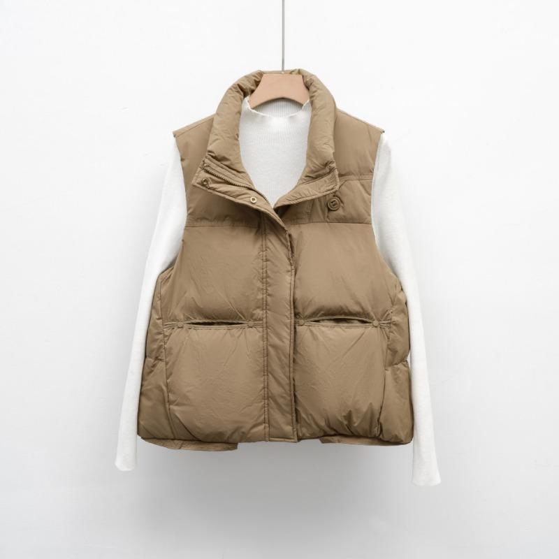 Autumn and winter new simple down jacket women's vest short stand-up collar vest outer wear vest jacket