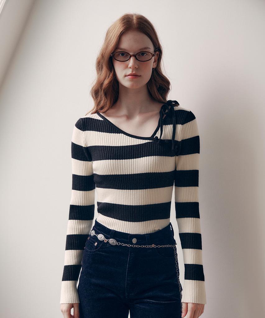 ROLAROLA Cut Out Ribbon Boarder Knit Black
