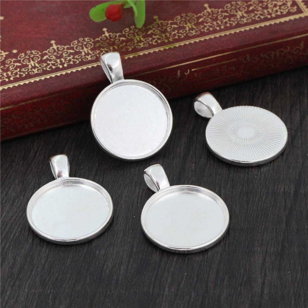 10 pièces Taille intérieure 20 mm Plaqué Argent Antique et Bronze et Rhodium et Noir Style Classique Cabochon Base Support Breloques Pendentif