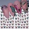 Glitter Butterfly Nail Stickers Decals Charm 3D Shiny Blue Pink Design Self Adhesive Sliders Nail Art Foils Manicure Decorations