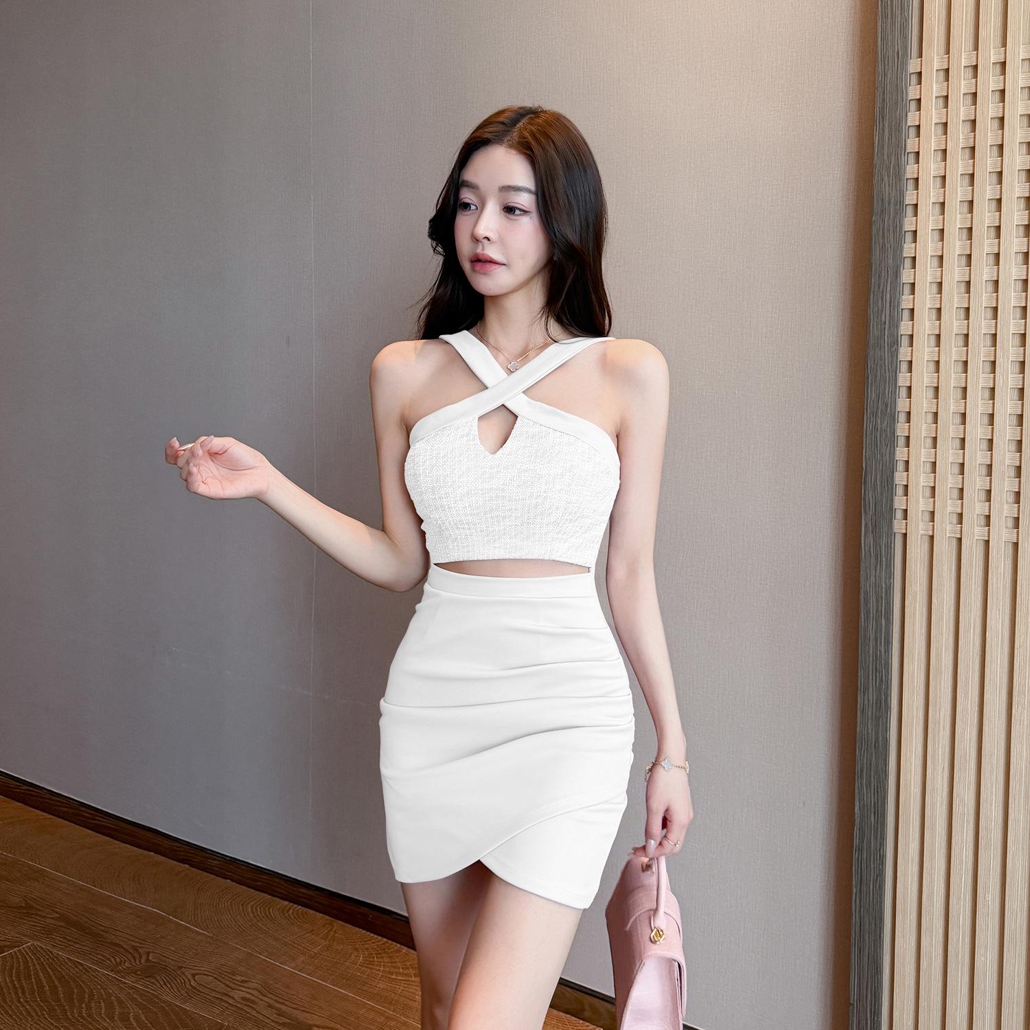 Chic Low-Cut Backless Ruched Dress: Slimming, Strapless, Hip-Hugging Short Skirt Medium белый