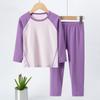 2/4-piece Autumn And Winter Children's Thick Brushed Color Blocked Warm Underwear Set For Boys And Girls Comfortable Sleepwear